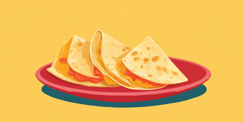 Wall Mural - Quesadilla cut into triangles, filled with melted cheese, and placed on a plate