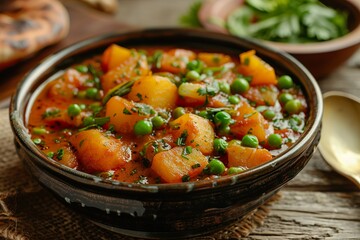 Wall Mural - Classic Aloo Mutter curry with spiced potatoes and peas