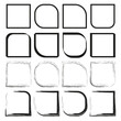 © Kravchenko - Abstract square frames. Rounded corner variations. Rough textured design. Minimalist vector illustration.
