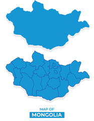  Vector Mongolia map set simple flat illustration with borders of regions