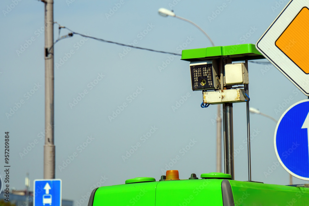 Speed Camera Control Computer speed control camera emerges from a specialized vehicle, integrated ...
