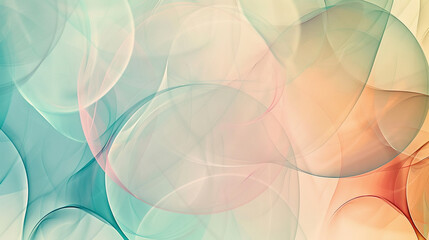 Wall Mural - An abstract background with soft, overlapping circles in pastel colors, creating a bubble-like effect that feels light, airy, and playful.