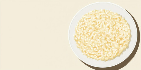 Wall Mural - Plate of risotto with creamy grains of rice, spread across a shallow dish