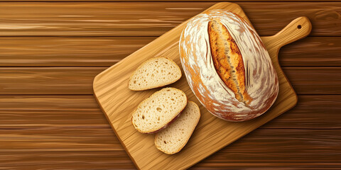 Whole sourdough loaf on a wooden surface with a knife nearby