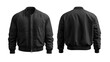 © Matthias - Black men's bomber jacket mockup, front and back view, isolated on white