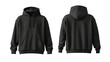 © Matthias - Black pullover hoodie mockup, front and back view, isolated on white