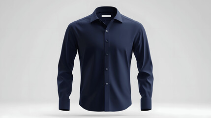 Navy blue men's long sleeve dress shirt mockup