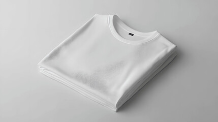 White t-shirt mockup folded square side view on plain background