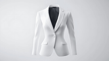 White women's blazer mockup front view isolated on white