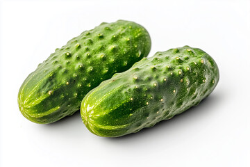 Wall Mural - Rough skin cucumber isolated on white background, Close up shot fresh harvest zucchini. 