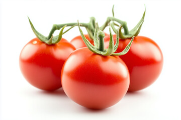 Wall Mural - Ripe tomatoes isolated on white background, Close up shot red shiny tomato.	