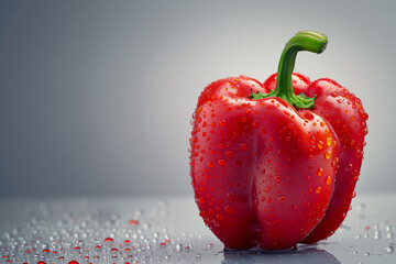 Poster - Red bell pepper with water droplets on it.