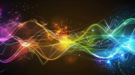 Wall Mural - Colorful Abstract Light Waves on Dark Background