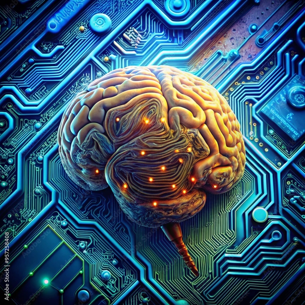 artificial intelligence generated image of the human brain as the ...
