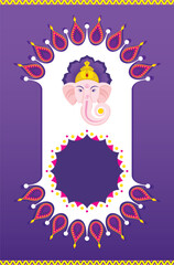 Wall Mural - festive design for Ganesha Chaturthi, showing a colorful illustration of Lord Ganesha along with the text 