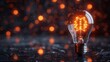 © Рудой Максим - A glowing light bulb illuminates sparks in a dark environment, creating a captivating atmosphere of warmth and creativity at night
