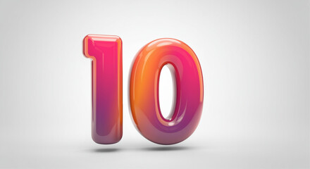 Wall Mural - 3d number ten in vibrant gradient style with glossy finish for graphic design projects