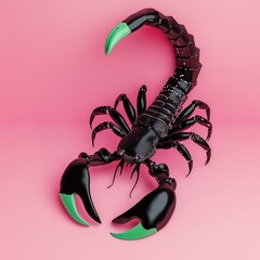 Wall Mural - Black Scorpion on Pink Background