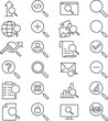 © Петро Корженівський - Search web icons in line style. Magnify glass, web search, find document, interface, collection. Vector illustration.