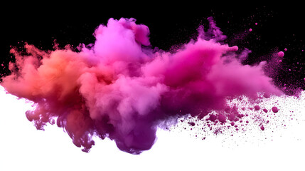 Wall Mural - Colorful pink red rainbow smoke paint explosion, color fume powder splash, motion of liquid ink dye in water,