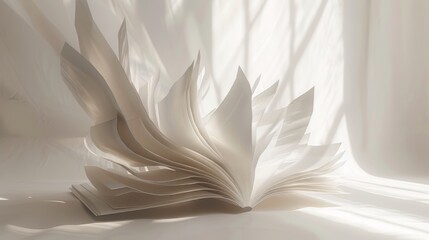 An open book with pages fluttering in the wind. Freedom concept