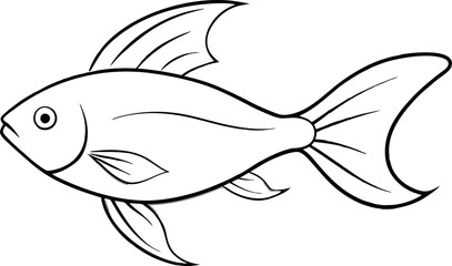 Fish Line Art Illustration for Coloring and Design