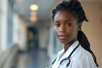 Wall Mural - Portrait of a young African American female doctor