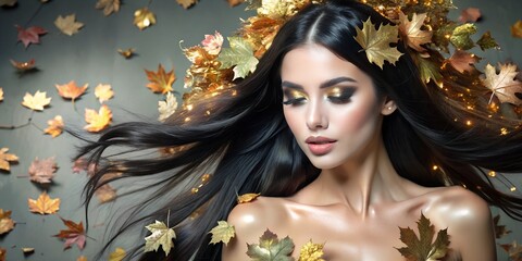 Wall Mural - Autumn girl. Autumn concept.