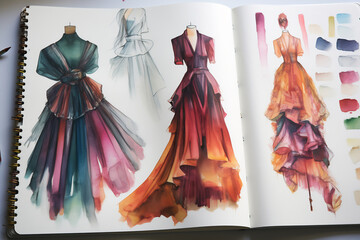 Canvas Print - Designer's Vision: A Look Inside a Fashion Sketchbook