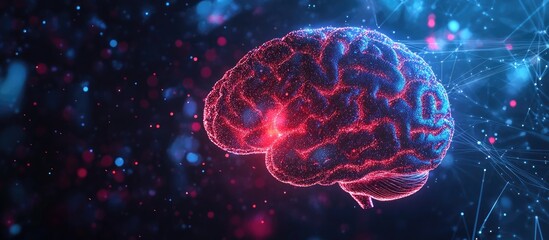 Wall Mural - 2d illustration depicting a concept of thought with an abstract brain design representing artificial