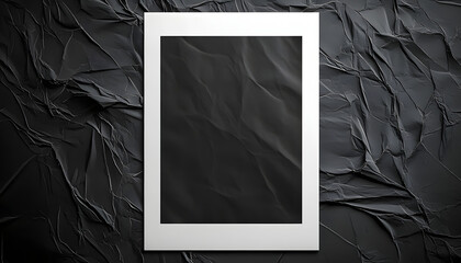 Wall Mural - black paper wrinkled poster template blank glued creased paper sheet mockup white poster mockup on wall empty paper mockup