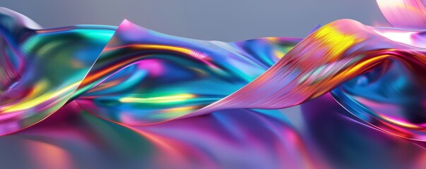 Wall Mural - Holo abstract 3D ribbon with dynamic hues, 4K hyperrealistic photo