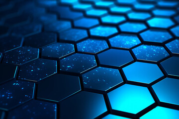 Blue black metallic background with hexagons