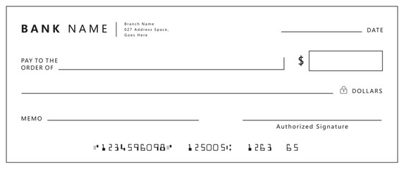 Wall Mural - blank bank check, checkbook cheque template with blue guilloche, vector mockup. money payment bank c