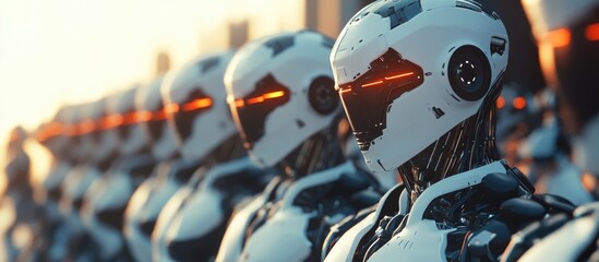 3D illustration featuring a group of cyborgs showcasing artificial intelligence advanced robotics and futuristic technology