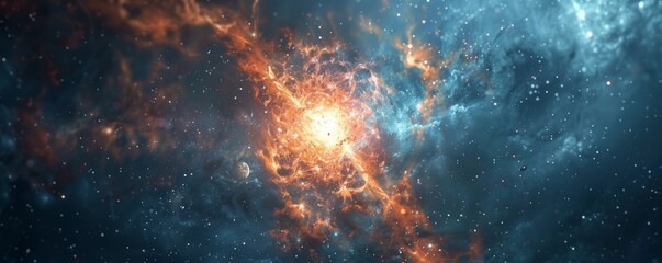 Wall Mural - supernova explosion in distant galaxy, 4k hyperrealistic photo