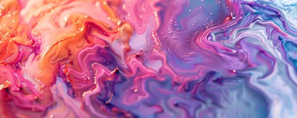 Wall Mural - Colorful bright abstract fluid shapes, 4K hyperrealistic photo