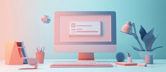 3d illustration of a computer displaying a website error message