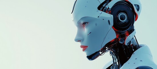Wall Mural - 3d illustration of a cool robot in profile portrait from the side view