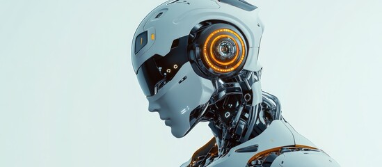 Wall Mural - 3d illustration of a cool robot in profile view showcasing its unique design and features for an eng
