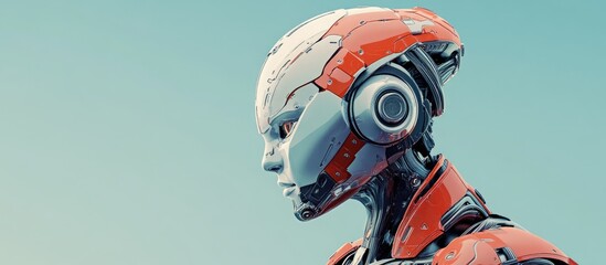 Wall Mural - 3d illustration of a cool robot in profile portrait from the side view