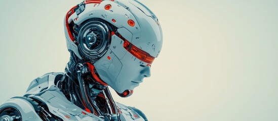Wall Mural - 3d illustration of a cool robot in profile portrait from the side view