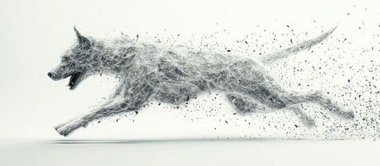 Wall Mural - 3d illustration of a cyber dog launching an attack against a plain white background