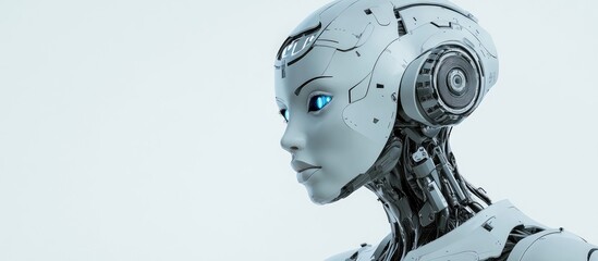 Wall Mural - 3d illustration of a female robot set against a plain white background