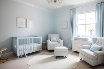 nursery with a pastel blue color