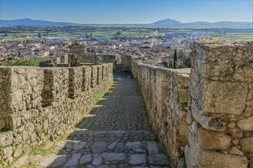  Looking down from the top of an old castle building