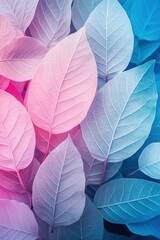 Poster - Vibrant Botanical Leaves in Soft Pastel Hues