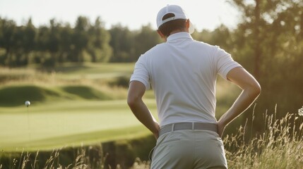 Wall Mural - Golfer Contemplating in Nature