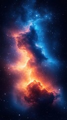 Wall Mural - A cosmic cloud with vibrant hues of red, orange, and blue against a backdrop of twinkling stars.