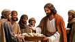 © David - Jesus sharing bread with disciples in a vibrant outdoor setting isolated on transparent background